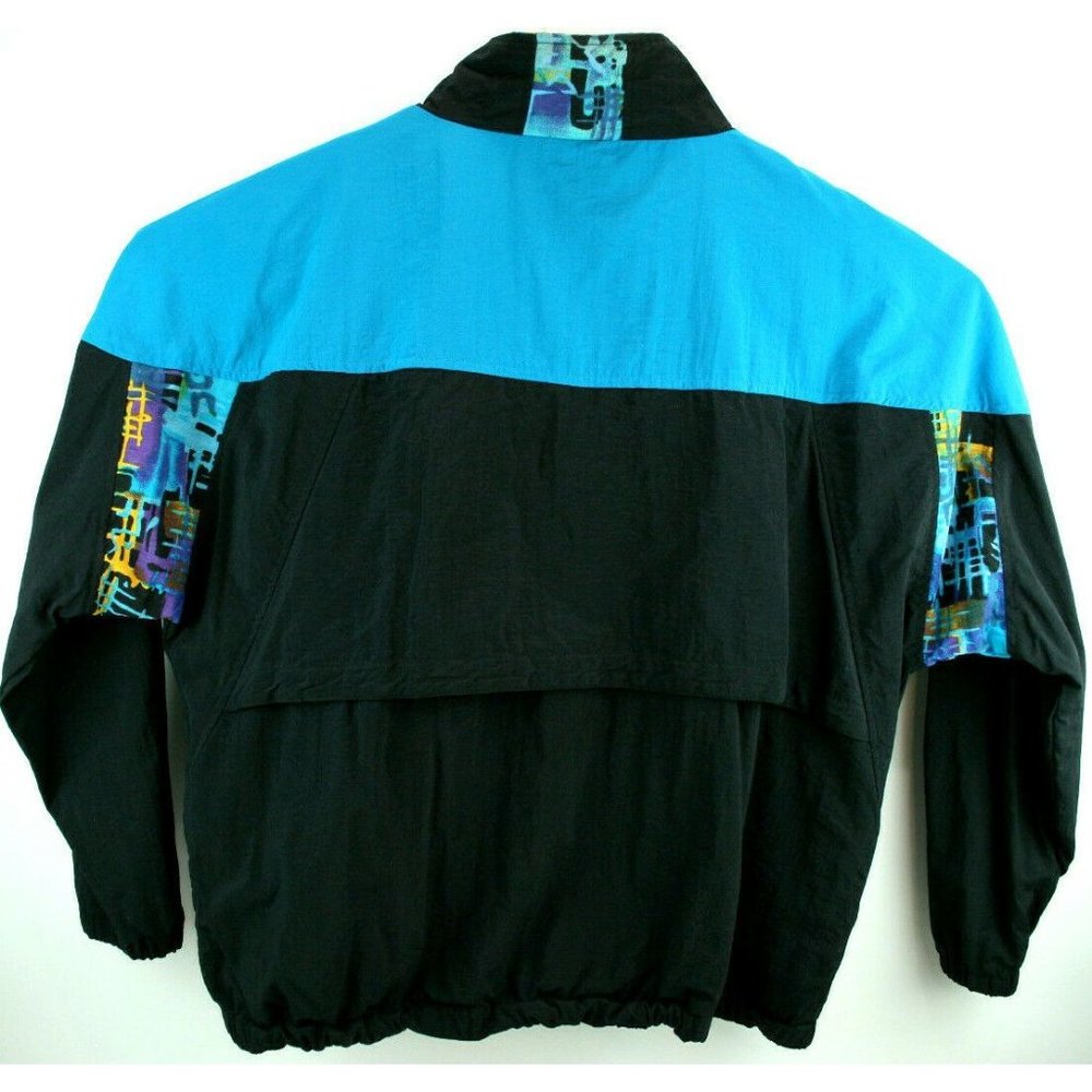 Tower Bay Jacket Vintage Mens Sz 2XL Windbreaker Black Blue 100% Nylon - Picture 3 of 9